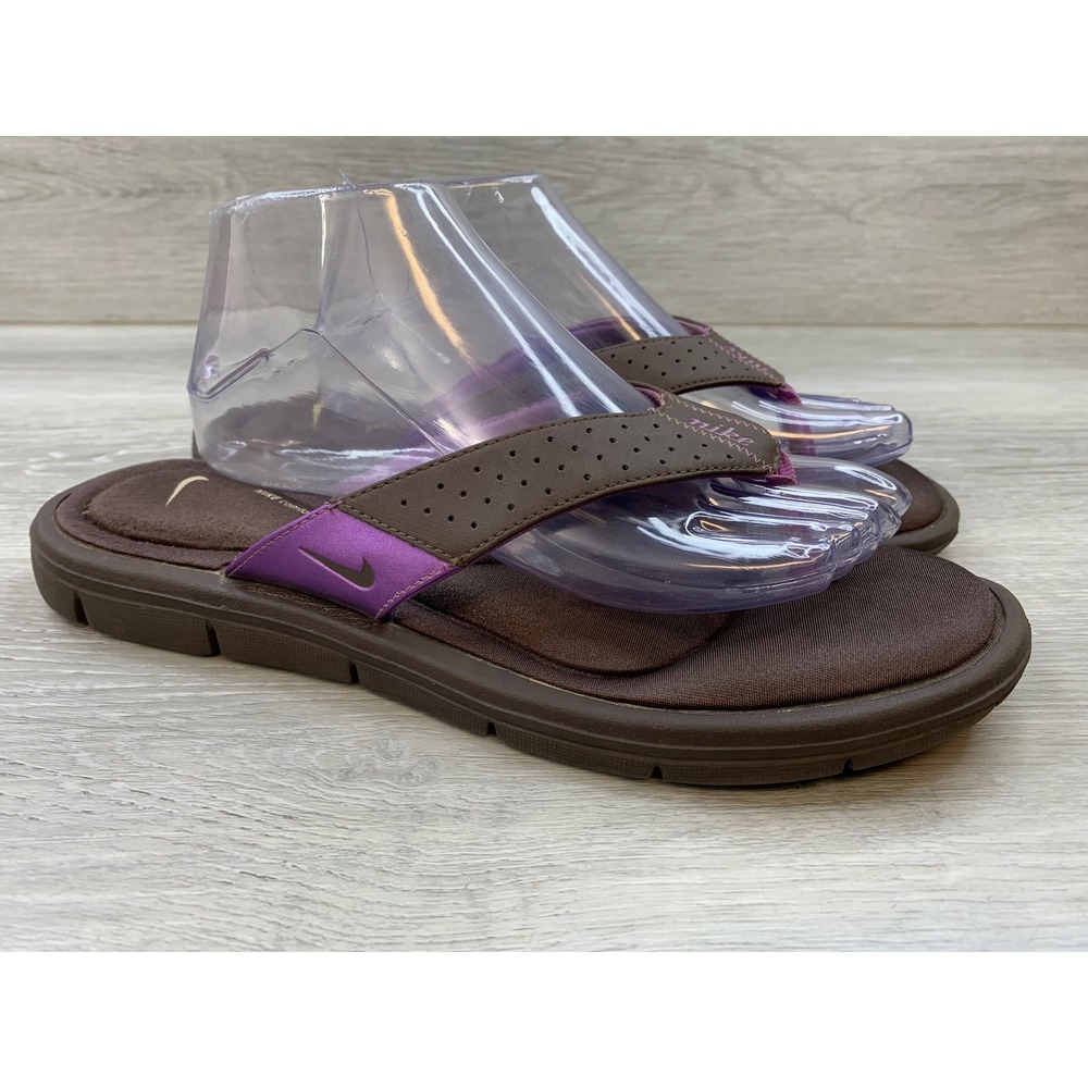 Nike Women's Sandals Comfort Thong Brown Purple Athletic Flip Flop 11 Shoes